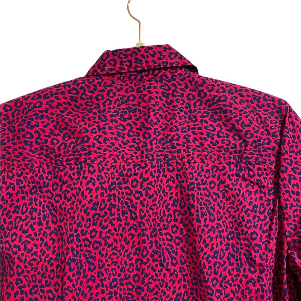J. Crew Red Leopard Print Button Down Blouse Sz - image 8